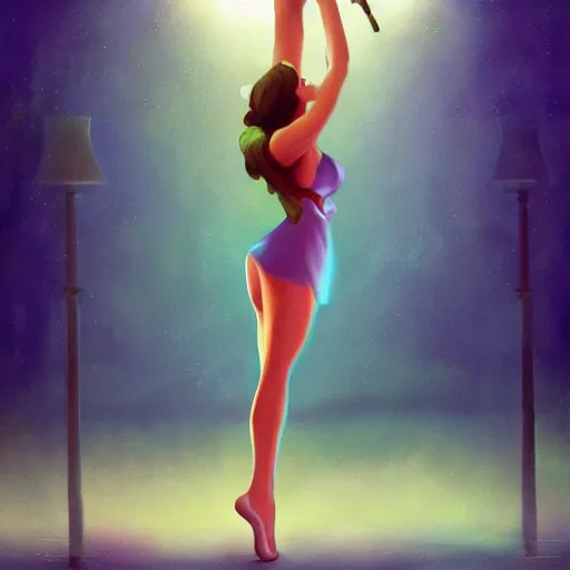 Image similar to A beautiful pole-dancing fairie, cinematic lighting, soft bokeh, fantasy, modern, colourful, highly detailed, digital painting, artstation, deviantart, concept art, sharp focus, illustration, by Edward Hopper and Rene Magritte