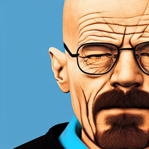 Prompt: Walter White with zoomer goofy haircut , face shot, portrait, detailed face, close-up, realistic, lifelike, studio lighting,