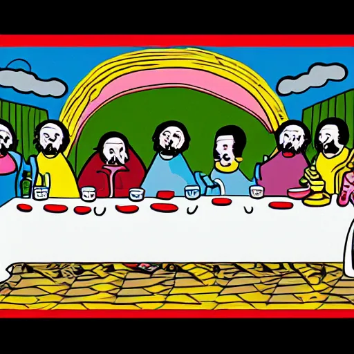 Image similar to the last supper in the style of thierry noir