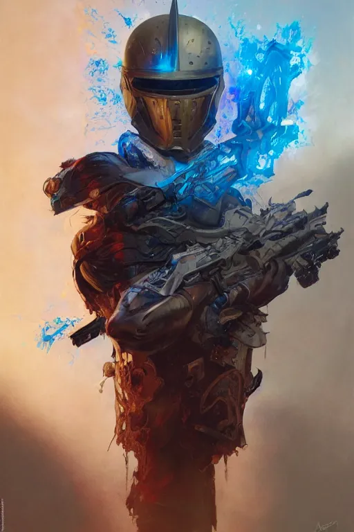 Prompt: portrait of the window unicorn slayer wearing scorched helmet by artgerm and Craig Mullins, James Jean, Andrey Ryabovichev, Mark Simonetti and Peter Morbacher 16k