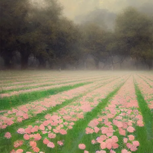 Prompt: opalescent marble hyperrealistic rose field by ruan jia and greg rutkowski