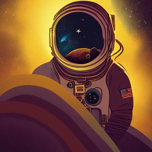 Image similar to an astronaut lost in the 4th dimension of the coffee universe, digital art, 4k, art station, high quality