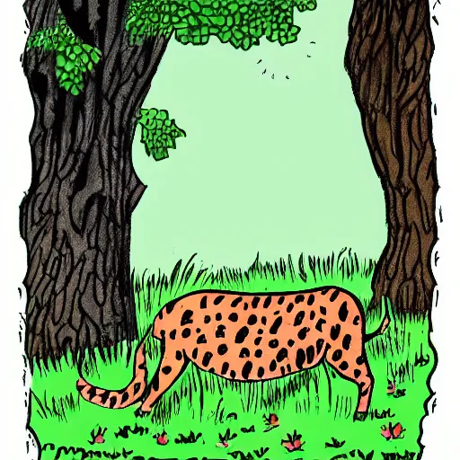 Image similar to big cats hide in the trees cartoon