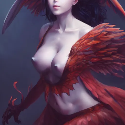 Image similar to an oil painting of a beautiful anime girl with demon wings, by artgerm and greg rutkowski, hd, hdr, ue 5, ue 6, unreal engine 5, cinematic 4 k wallpaper, 8 k, ultra detailed, high resolution, artstation, award winning