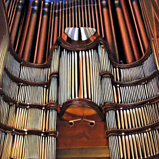 Image similar to pipe organ composed entirely of dark smoke