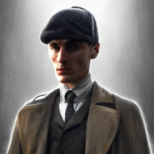 Image similar to Thomas Shelby, Cinematic Photo, Cinematic Shot, Boris Vallejo, Epic, 8k resolution, ArtStation, Hyperrealistic