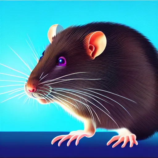 Prompt: painting of a big fancy rat, vivid 8 k, sharp depth of field, pristine global illumination, circuit bent synthesis.