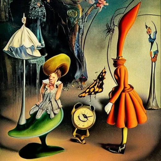 Image similar to alice in wonderland by salvador dali