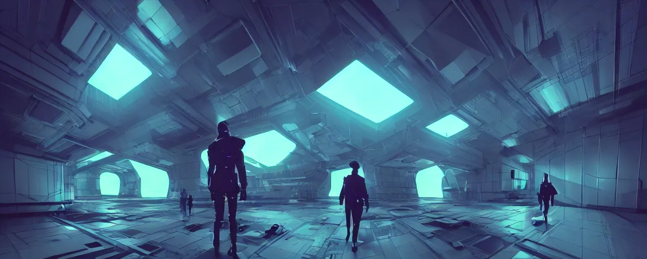 Image similar to duotone noir scifi concept illustration of 3 d mesh of lowpoly inside box floating zero gravity glowing 3 d mesh portals futuristic, glowing eyes, octane render, surreal atmosphere, volumetric lighting. accidental renaissance. by sachin teng and sergey kolesov and ruan jia and heng z. graffiti art, scifi, fantasy, hyper detailed. trending on artstation