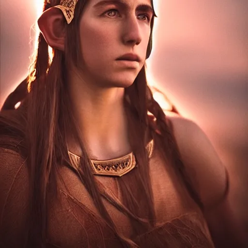 Prompt: stunning portrait photography of young beautiful half elf queen from national geographic award winning, dramatic lighting