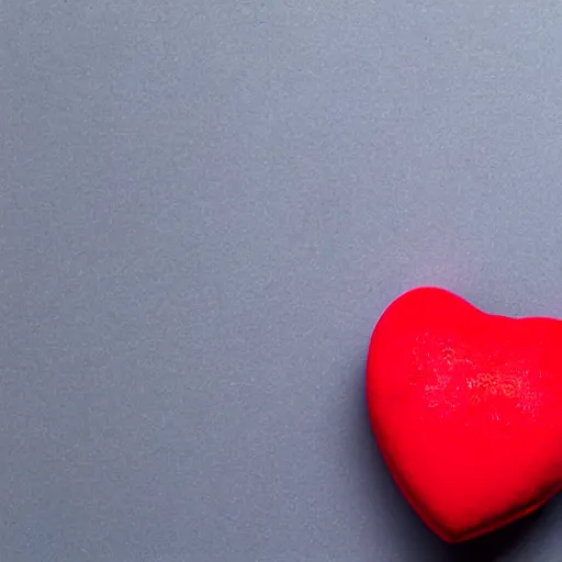 Image similar to 3d render of a badly formed red putty heart shape in the middle of a gray sheet of paper