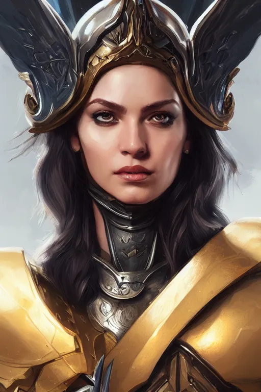 Image similar to amazon valkyrie athena, d & d, fantasy, portrait, highly detailed, headshot, digital painting, trending on artstation, concept art, sharp focus, illustration, art by artgerm and greg rutkowski and magali villeneuve