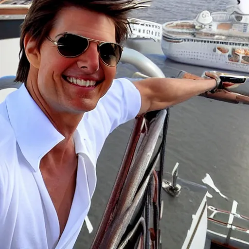 Image similar to tom cruise cruising on a cruise ship