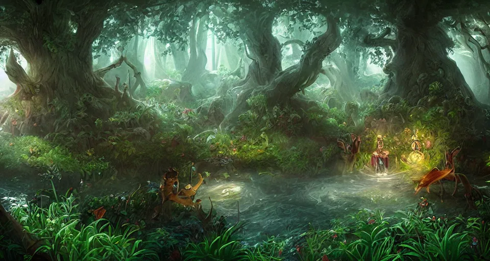 Image similar to Enchanted and magic forest, by Fortiche Studio