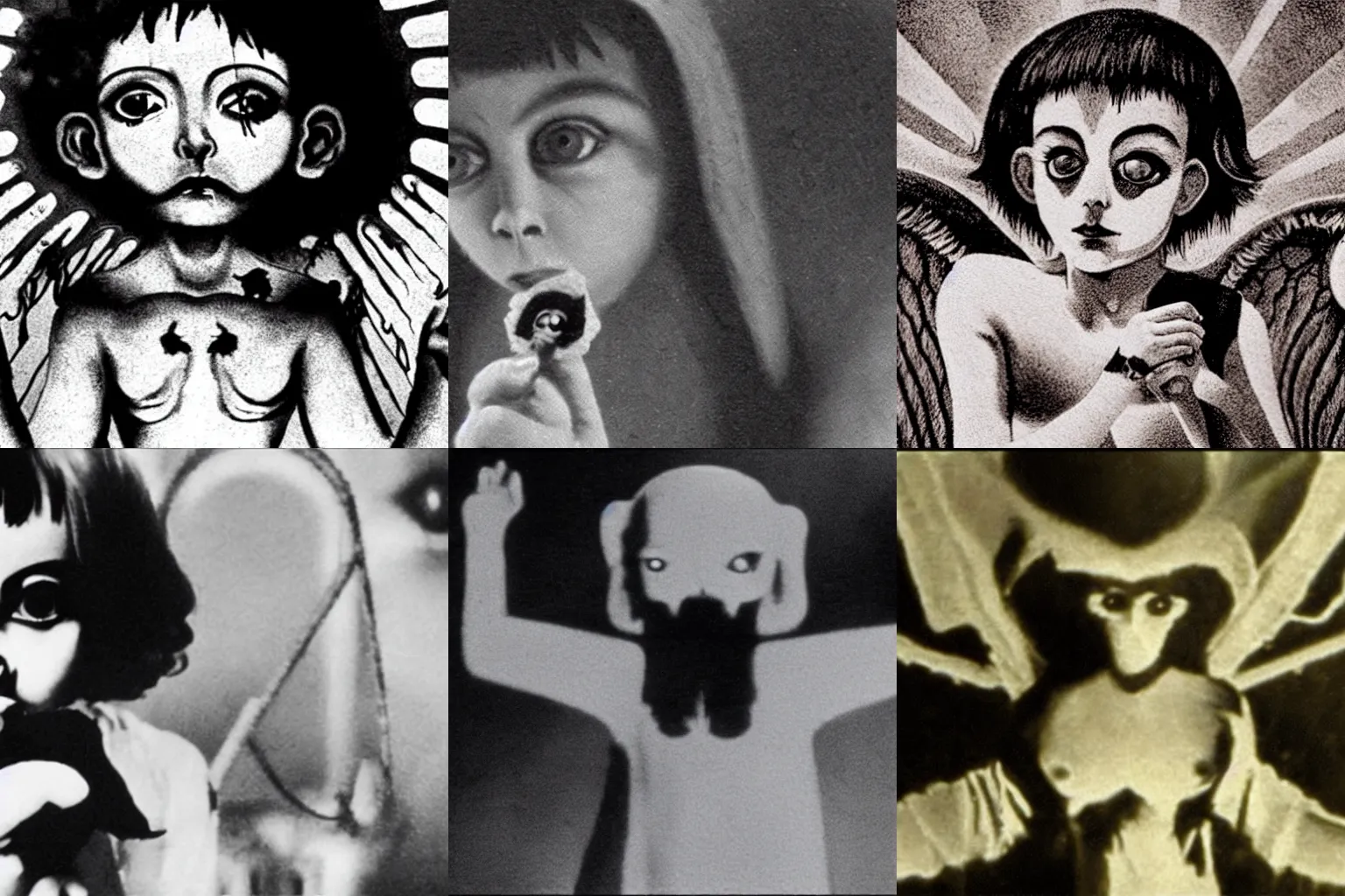 Prompt: Baphomet, screenshot from movie Un Chien Andalou