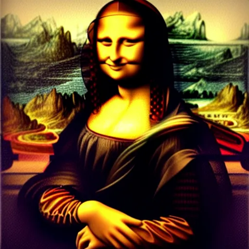 Image similar to painting of mona lisa but as a male