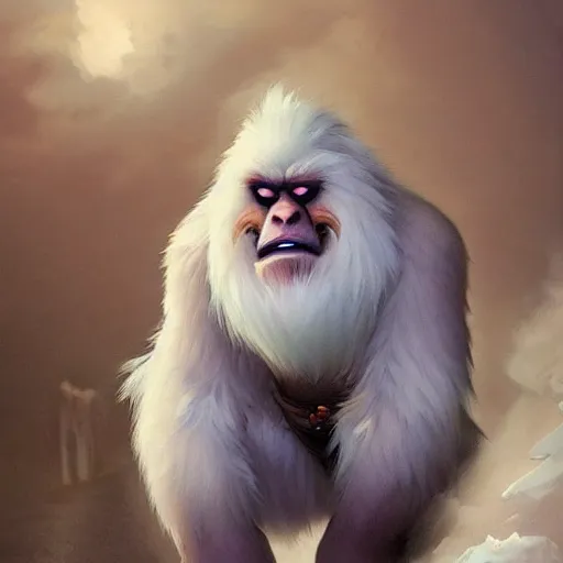 the yeti, a white snow primate, in style of disney, Stable Diffusion