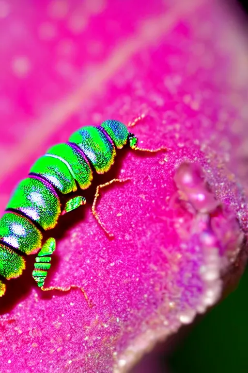 Image similar to high quality close-up photo pearlescent caterpillar! gorgeous highly detailed hannah yata elson peter cinematic pink lighting high quality low angle hd 8k sharp shallow depth of field