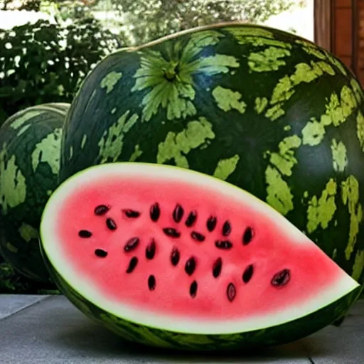 Prompt: a watermelon shaped like a couch, watermelon, watermelon