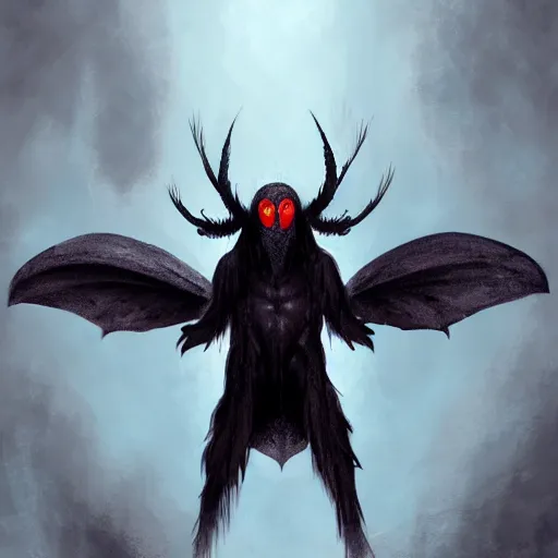 Prompt: a mothman in the style of john park, digital art painting, winning award image, matte painting, superb, trending in artstation