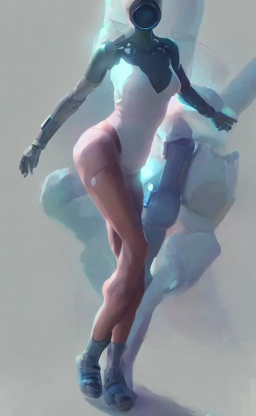 Image similar to sci fi female character, muted colored bodysuit, sci fi, extra large legs, soft lighting, by wojtek fus and ruan jia and makoto shinkai and ilya kuvshinov