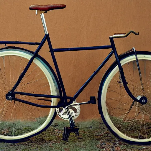 Prompt: vintage bicycle made of nothing but spaghetti, colourized, high quality, photo