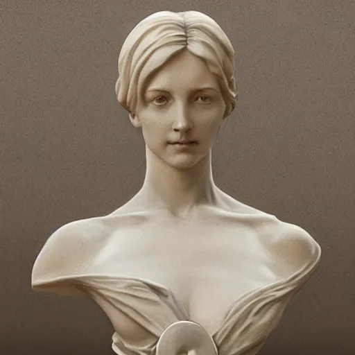 Prompt: beautiful lifelike award winning marble statue bust of hand newell trending on art station artgerm greg rutkowski alphonse mucha museum quality cinematic atmospheric