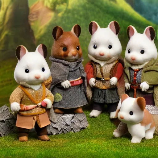 Image similar to lord of the rings calico critters in the shire