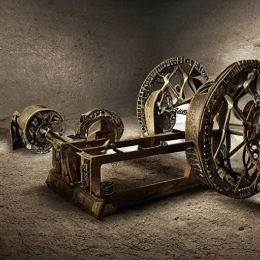 Image similar to ancient metal machine from 9 0 0 million years ago baffles modern archeologists, award winning photo