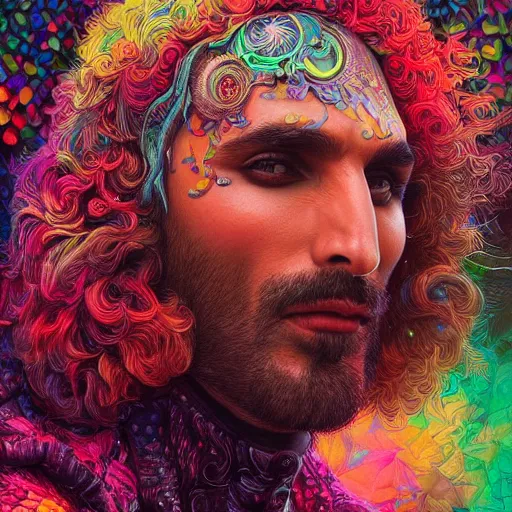 Image similar to portrait of ranveer singh, hyper detailed masterpiece, neon floral pattern, jean giraud, digital art painting, darkwave goth aesthetic, psychedelic, artgerm, donato giancola and tom bagshaw