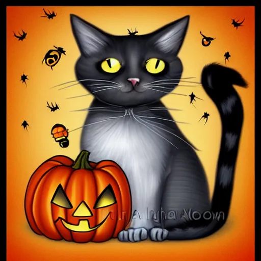 Prompt: Halloween cat by Johanna Parker digital art