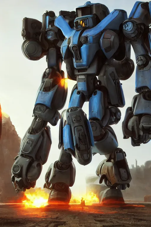 Image similar to mechwarrior 5 : mercenaries mech megaman transformer robot boss tank engine game octane render, 4 k, hd 2 0 2 2 3 d cgi rtx hdr style chrome reflexion glow fanart, global illumination ray tracing hdr fanart arstation by ian pesty by jesper ejsing pixar and disney unreal zbrush central hardmesh