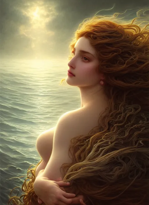 Image similar to heavenly goddess of coffee portrait of a seductive siren dreaming in underwater murky light, wind blown hair! dark fantasy esoteric, closeup, d & d, fantasy, intricate, elegant, highly detailed, digital painting, artstation, concept art, matte, sharp focus, illustration, art by artgerm and tom bagshaw and greg rutkowski and alphonse mucha