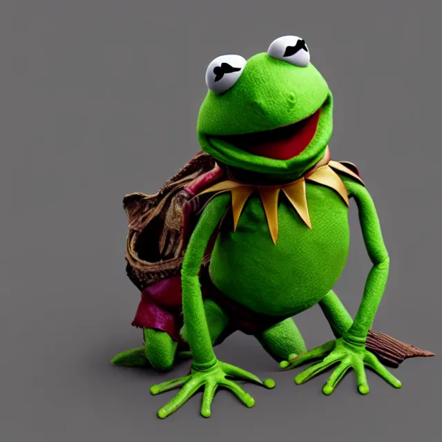 Image similar to kermit the frog in mortal kombat, videogame 3d render, 4k, artstation