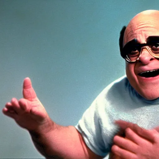 Prompt: A Picture of Danny Devito playing Spacely Sprocket in a live action movie of The Jetsons. Photography