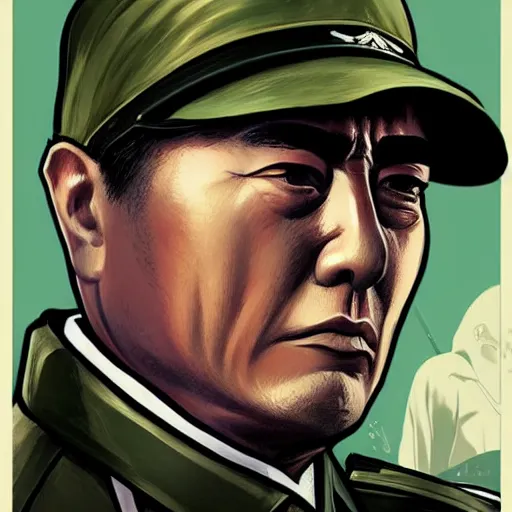 Image similar to isoroku yamamoto in gta v, cover art by stephen bliss, boxart, loadscreen