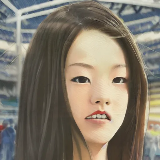 Image similar to a high detail portrait of high school girl by makoto sinkai, in simple background, CLIP STADIO, mad painting