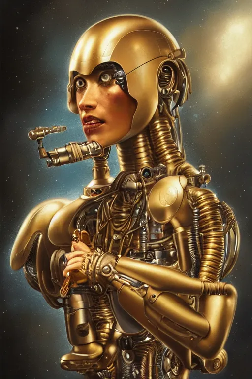 Image similar to a beautiful ultradetailed vintage photo of cyborg playing an oboe, by tom bagshaw and anna dittman, portrait, vignette, 3 5 mm lens, golden ratio composition, detailed face, studio photography, very detailed, humanoid, industrial robot, artstation, 8 k, highly coherent