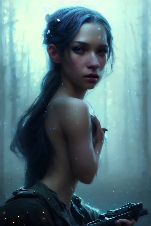 Image similar to cinematic shot of an epic portrait of a fairy dressed in military clothes, shiny skin, beautiful eyes, beautiful, small details, night setting, realistic poster with volumetric light from craig mallism, artgerm, jeremy lipkin and michael garmash, unreal engine, radiant light, detailed and complex environment, digital art, trends at art station, a masterpiece