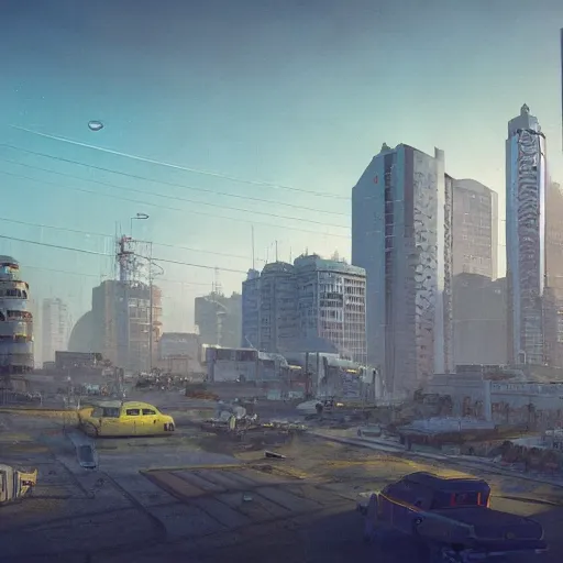 Prompt: futuristic winnipeg skyline, victor einrich, gregory crewdson, ian mcque, mike winkelmann, simon stalenhag,