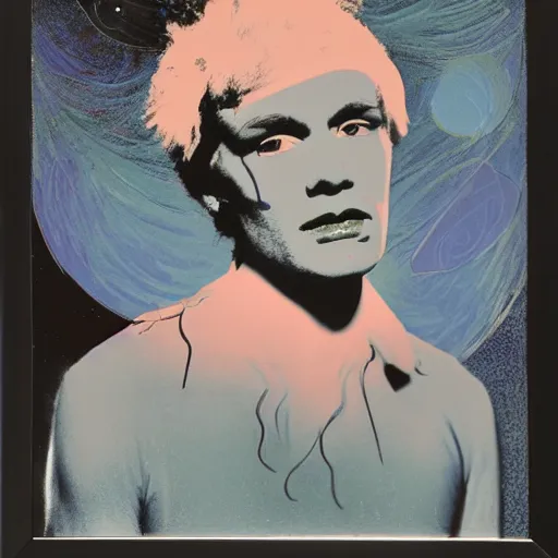 Image similar to Cosmically Terrified by Andy Warhol and Gerald Brom