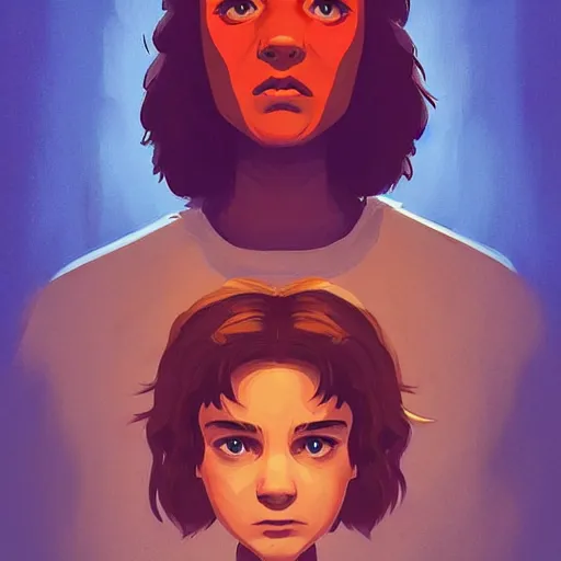 Image similar to face icon stylized minimalist stranger things, loftis, cory behance hd by jesper ejsing, by rhads, makoto shinkai and lois van baarle, ilya kuvshinov, rossdraws global illumination