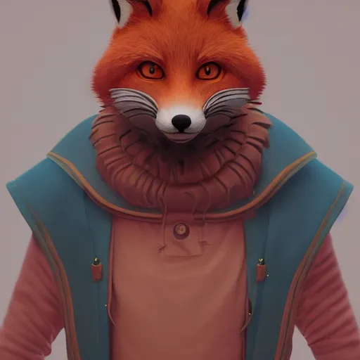 Image similar to character design, anthropomorphic fox wearing oni mask, in the style of killian eng kawase hasui, artstation trending, 8 k, octane render, photorealistic, volumetric lighting caustics, surreal