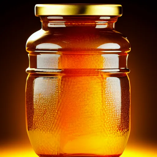 Image similar to jar of honey, nectar from the gods, highly detailed, dynamic shadows, 4 k, wallpaper, professional photo, caustics
