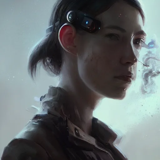 Prompt: a portrait of a smoking cyborg women by greg rutkowski, sung choi, mitchell mohrhauser, maciej kuciara, johnson ting, maxim verehin, peter konig, 8 k photorealistic, cinematic lighting, hd, high details, dramatic, dark atmosphere, trending on artstation