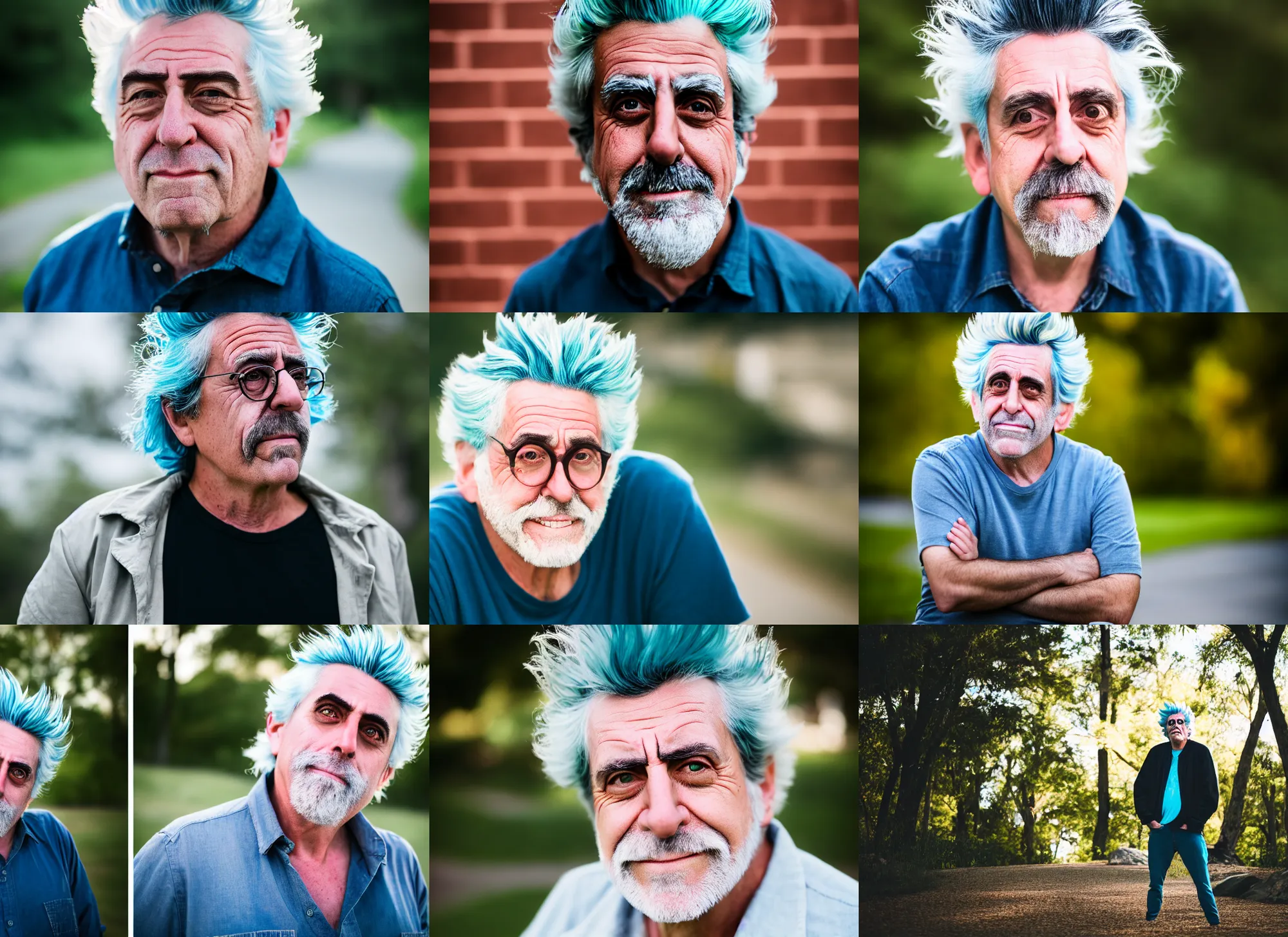 Prompt: portrait photo still of real life rick sanchez, 8 k, 8 5 mm f 1. 8