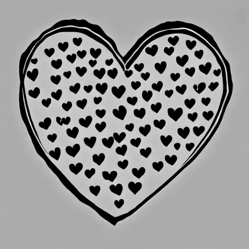 Image similar to black and white drawing of a heart covered with thorns, very contrasted