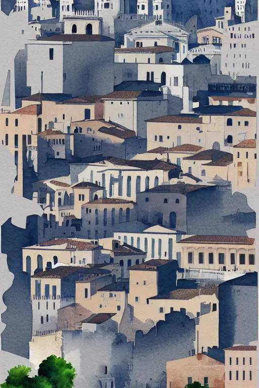 Image similar to minimalist watercolor art of rome, illustration, vector art