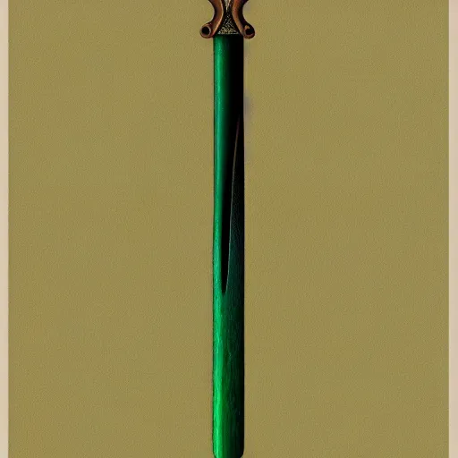 Image similar to diagram of a sword in the style of zdzisław beksinski, elegant, copper and emerald, flower petals