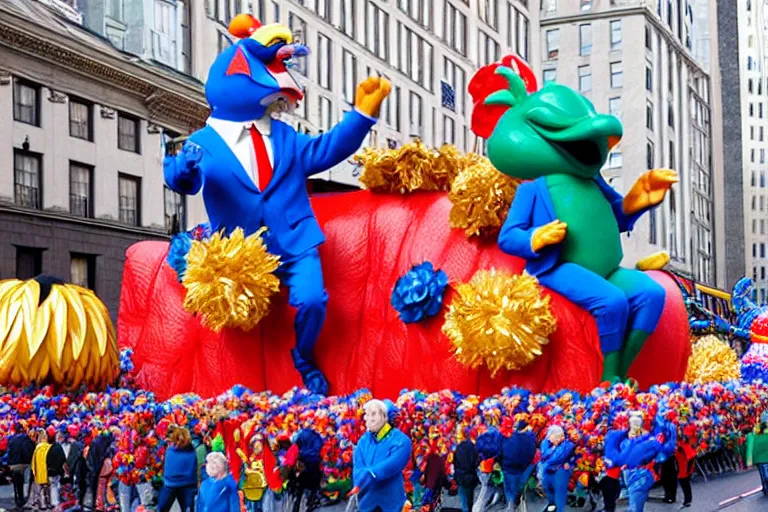 Image similar to photo of giant beautiful elaborate parade float character designed by ( ( ( ( ( ( ( ( eric carle ) ) ) ) ) ) ) ) and wes anderson!!!!!!!!!!!!!!, in the macys parade, detailed 4 k photo,